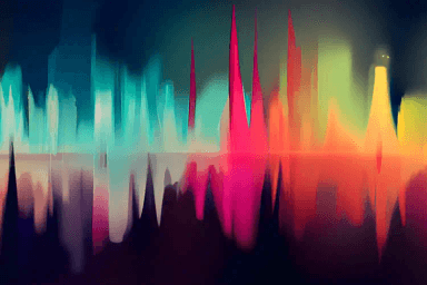 Colorful AI audio waveform