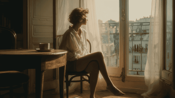 AI-generated cinematic portrait of a woman running outdoors